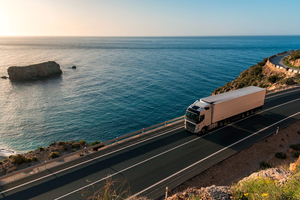 Truck with refrigerated semi-trailer